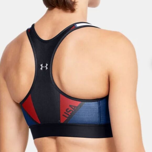 Armour Women's Mid Country Pride Sports Bra Large Blue Red Black White - Picture 2 of 12
